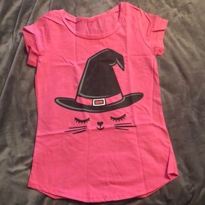 Girl’s Cat with Witch Hat T-Shirt